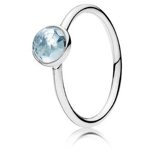 Pandora Sterling Silver Light Blue Droplet Ring